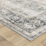 2' X 8' Charcoal Grey Salmon And Ivory Oriental Printed Stain Resistant Non Skid Runner Rug