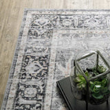 2' X 8' Charcoal Grey Salmon And Ivory Oriental Printed Stain Resistant Non Skid Runner Rug - Homeroots - Flyclothing LLC