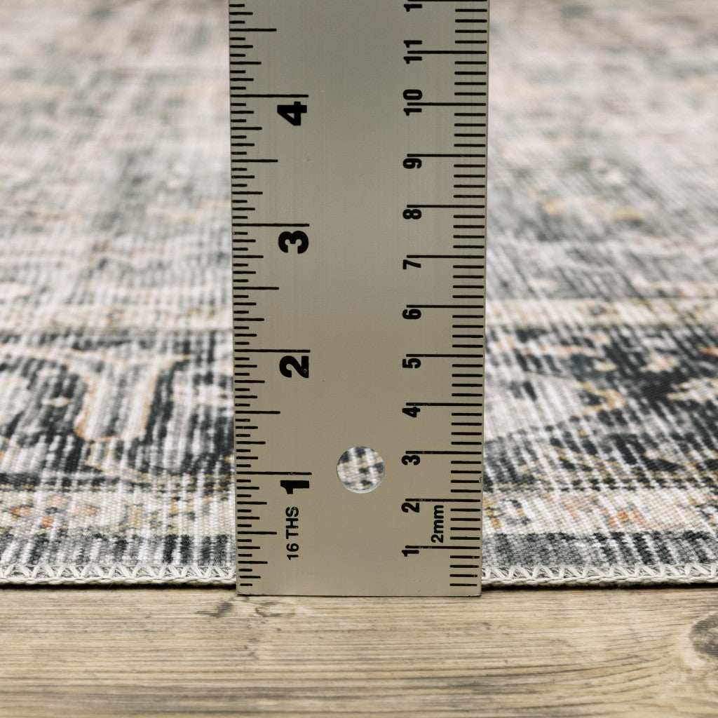 2' X 8' Charcoal Grey Salmon And Ivory Oriental Printed Stain Resistant Non Skid Runner Rug - Homeroots - Flyclothing LLC
