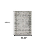 5' X 7' Charcoal Grey Salmon And Ivory Oriental Printed Stain Resistant Non Skid Area Rug - Homeroots - Flyclothing LLC