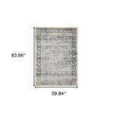 5' X 7' Charcoal Grey Salmon And Ivory Oriental Printed Stain Resistant Non Skid Area Rug - Homeroots - Flyclothing LLC