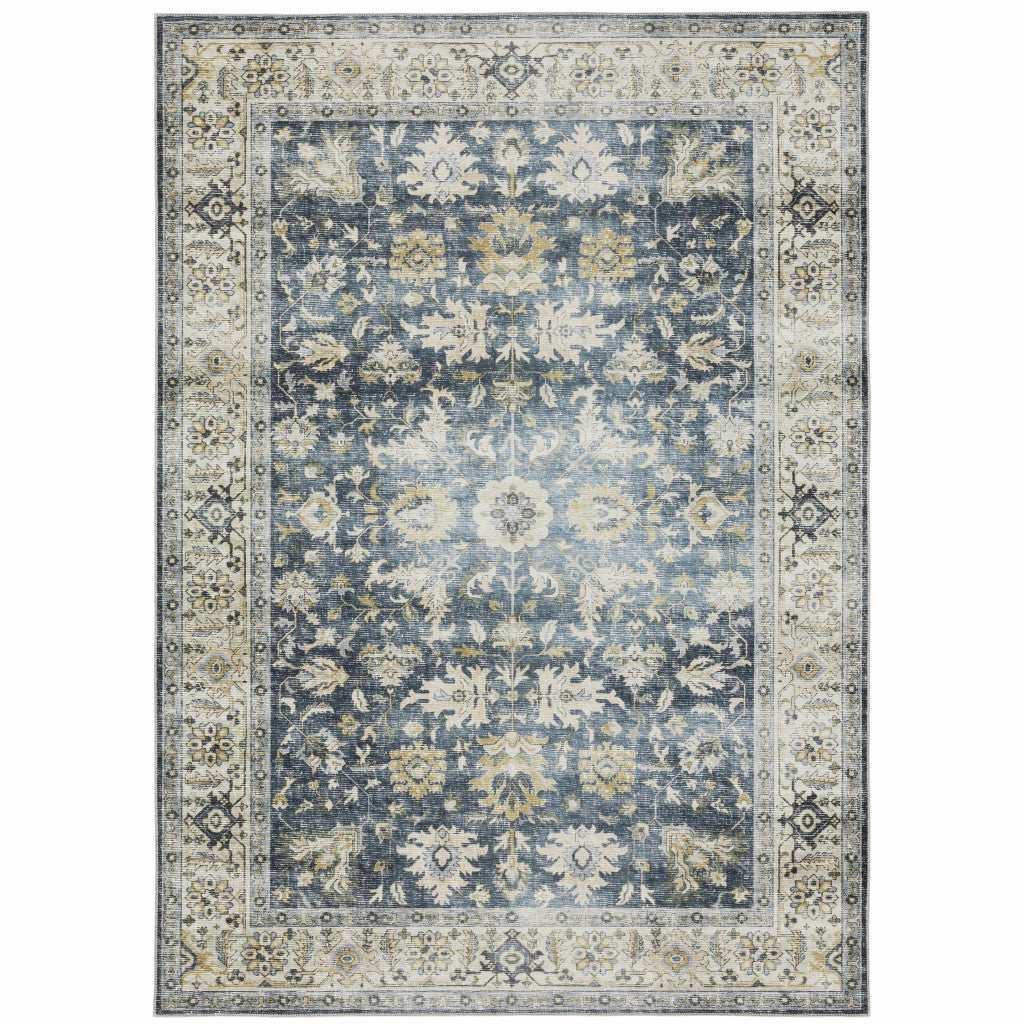 2' X 3' Blue And Ivory Oriental Printed Non Skid Area Rug - Homeroots - Flyclothing LLC