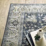 8' Blue And Ivory Oriental Printed Non Skid Runner Rug - Homeroots - Flyclothing LLC
