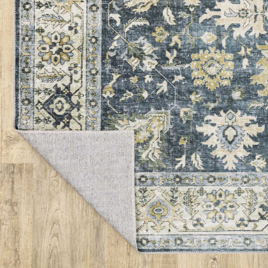 8' Blue And Ivory Oriental Printed Non Skid Runner Rug - Homeroots - Flyclothing LLC