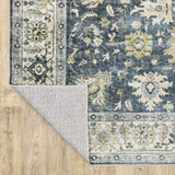 8' Blue And Ivory Oriental Printed Non Skid Runner Rug - Homeroots - Flyclothing LLC