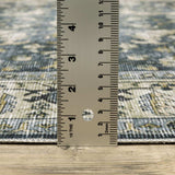8' Blue And Ivory Oriental Printed Non Skid Runner Rug - Homeroots - Flyclothing LLC
