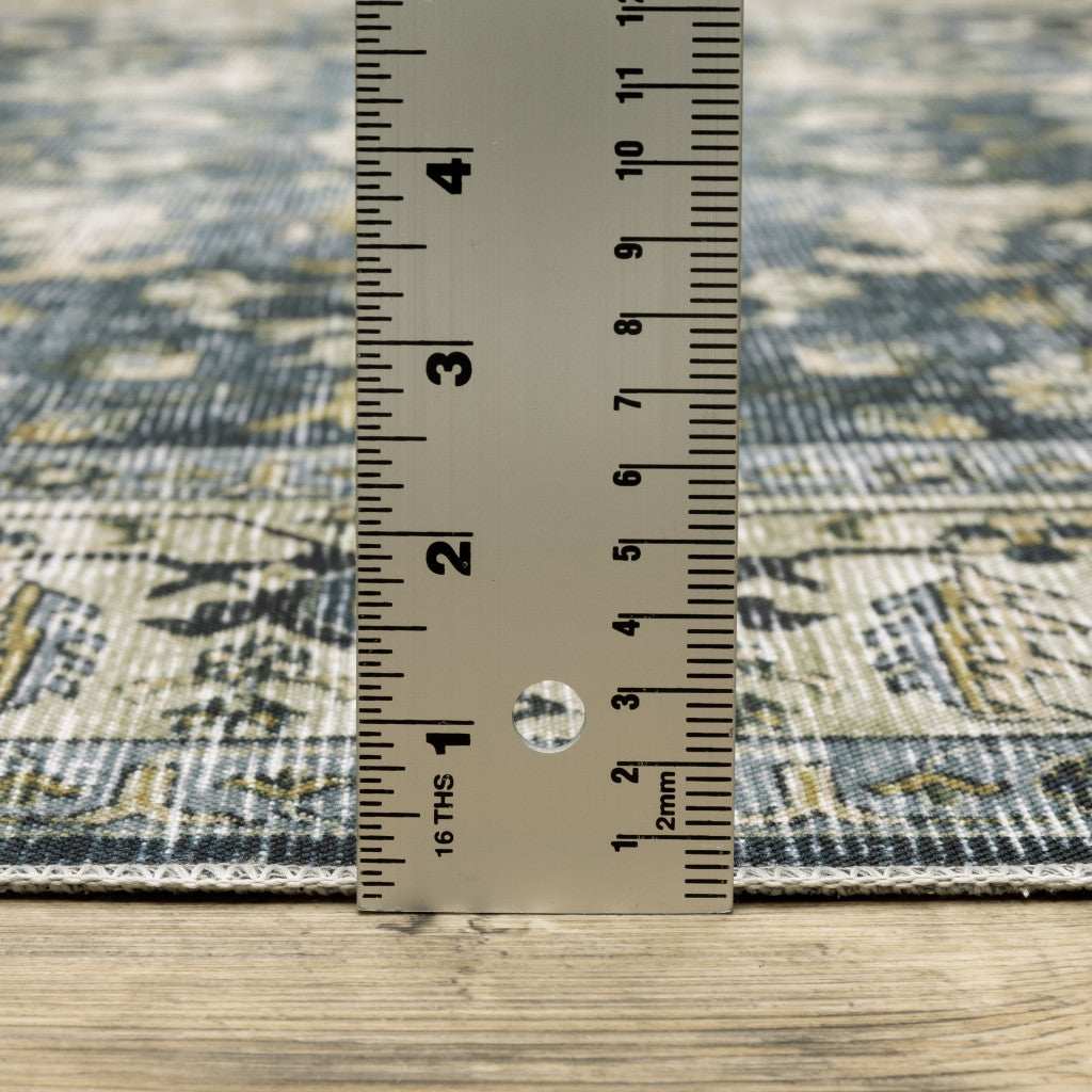 8' Blue And Ivory Oriental Printed Non Skid Runner Rug - Homeroots - Flyclothing LLC