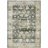 2' X 3' Grey Charcoal Gold Brown Ivory Pale Sage And Light Blue Oriental Printed Stain Resistant Non Skid Area Rug - Homeroots - Flyclothing LLC