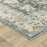 2' X 3' Grey Charcoal Gold Brown Ivory Pale Sage And Light Blue Oriental Printed Stain Resistant Non Skid Area Rug - Homeroots - Flyclothing LLC