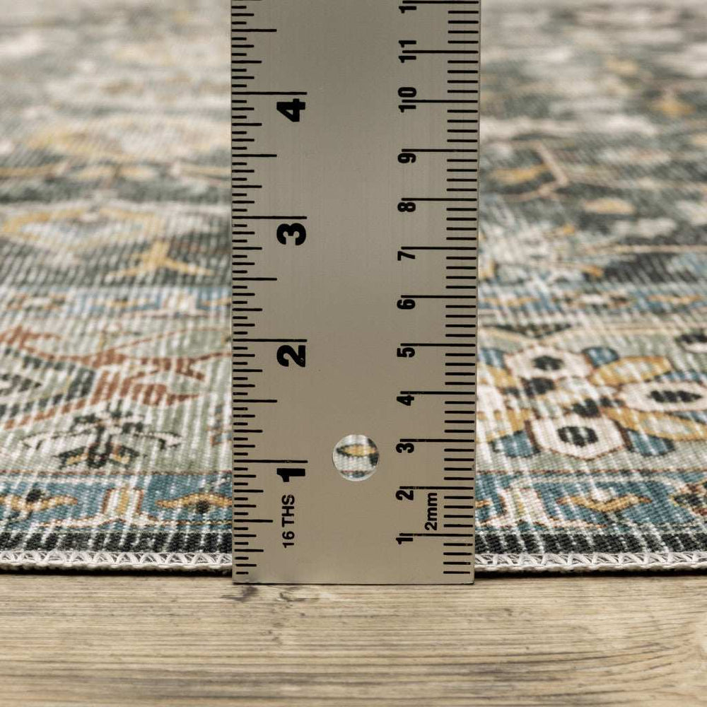 2' X 3' Grey Charcoal Gold Brown Ivory Pale Sage And Light Blue Oriental Printed Stain Resistant Non Skid Area Rug - Homeroots - Flyclothing LLC