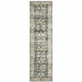 8' Charcoal Oriental Printed Non Skid Runner Rug - Homeroots - Flyclothing LLC