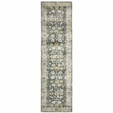 8' Charcoal Oriental Printed Non Skid Runner Rug