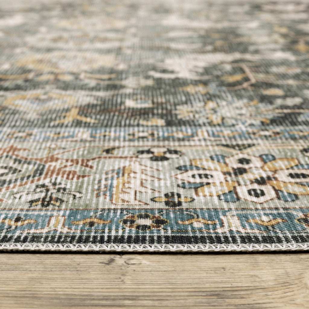 8' Charcoal Oriental Printed Non Skid Runner Rug - Homeroots - Flyclothing LLC