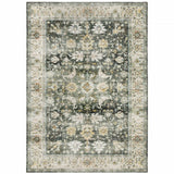 5' X 7' Grey Charcoal Gold Brown Ivory Pale Sage And Light Blue Oriental Printed Stain Resistant Non Skid Area Rug - Homeroots - Flyclothing LLC