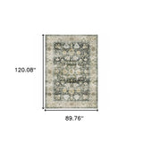 7' X 10' Grey Charcoal Gold Brown Ivory Pale Sage And Light Blue Oriental Printed Stain Resistant Non Skid Area Rug - Homeroots - Flyclothing LLC
