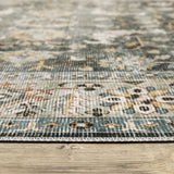7' X 10' Grey Charcoal Gold Brown Ivory Pale Sage And Light Blue Oriental Printed Stain Resistant Non Skid Area Rug - Homeroots - Flyclothing LLC
