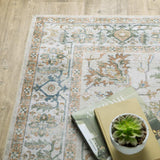 2' X 3' Grey Orange Blue Gold Green And Rust Oriental Printed Stain Resistant Non Skid Area Rug - Homeroots - Flyclothing LLC