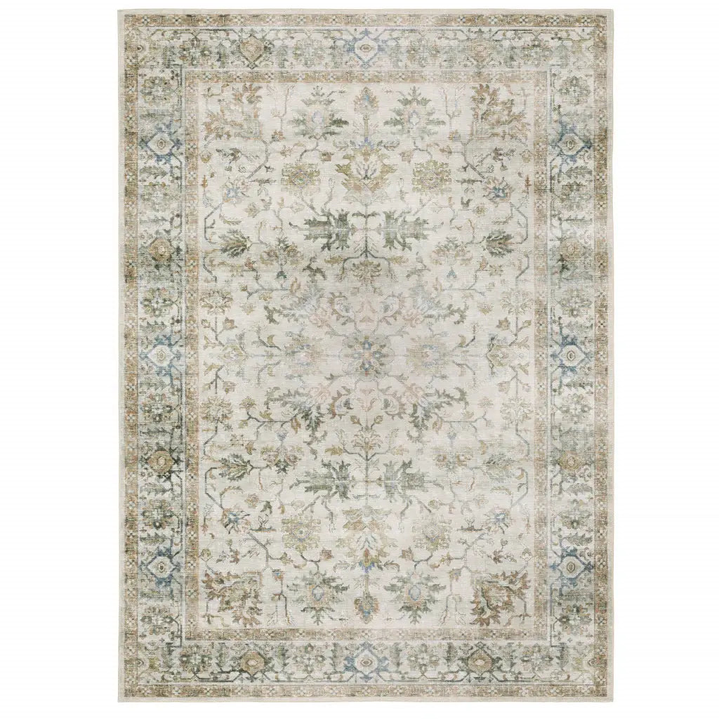 7' X 10' Ivory Oriental Printed Non Skid Area Rug - Homeroots - Flyclothing LLC