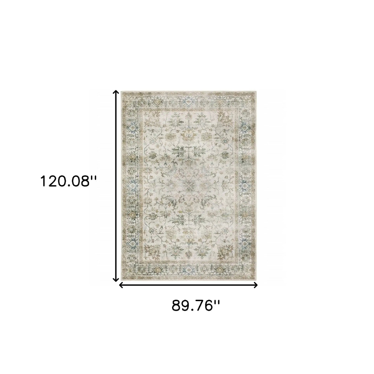 7' X 10' Ivory Oriental Printed Non Skid Area Rug - Homeroots - Flyclothing LLC