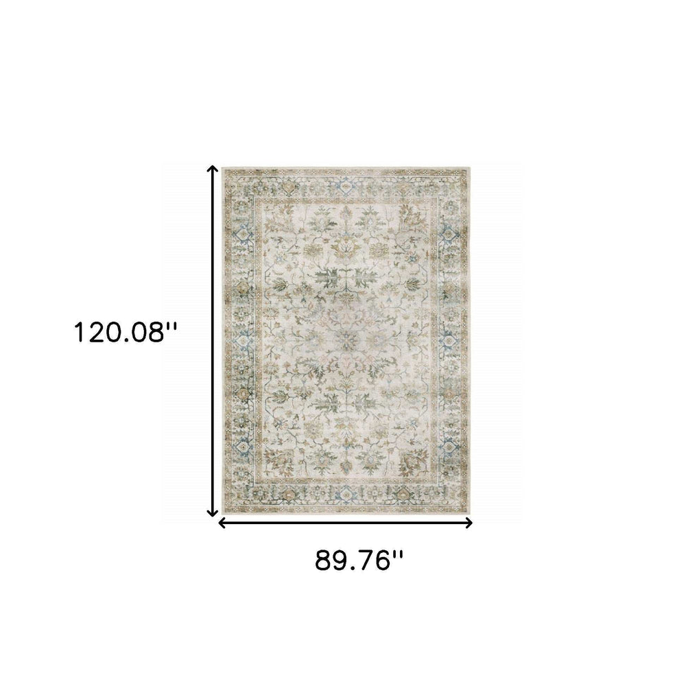 7' X 10' Ivory Oriental Printed Non Skid Area Rug - Homeroots - Flyclothing LLC