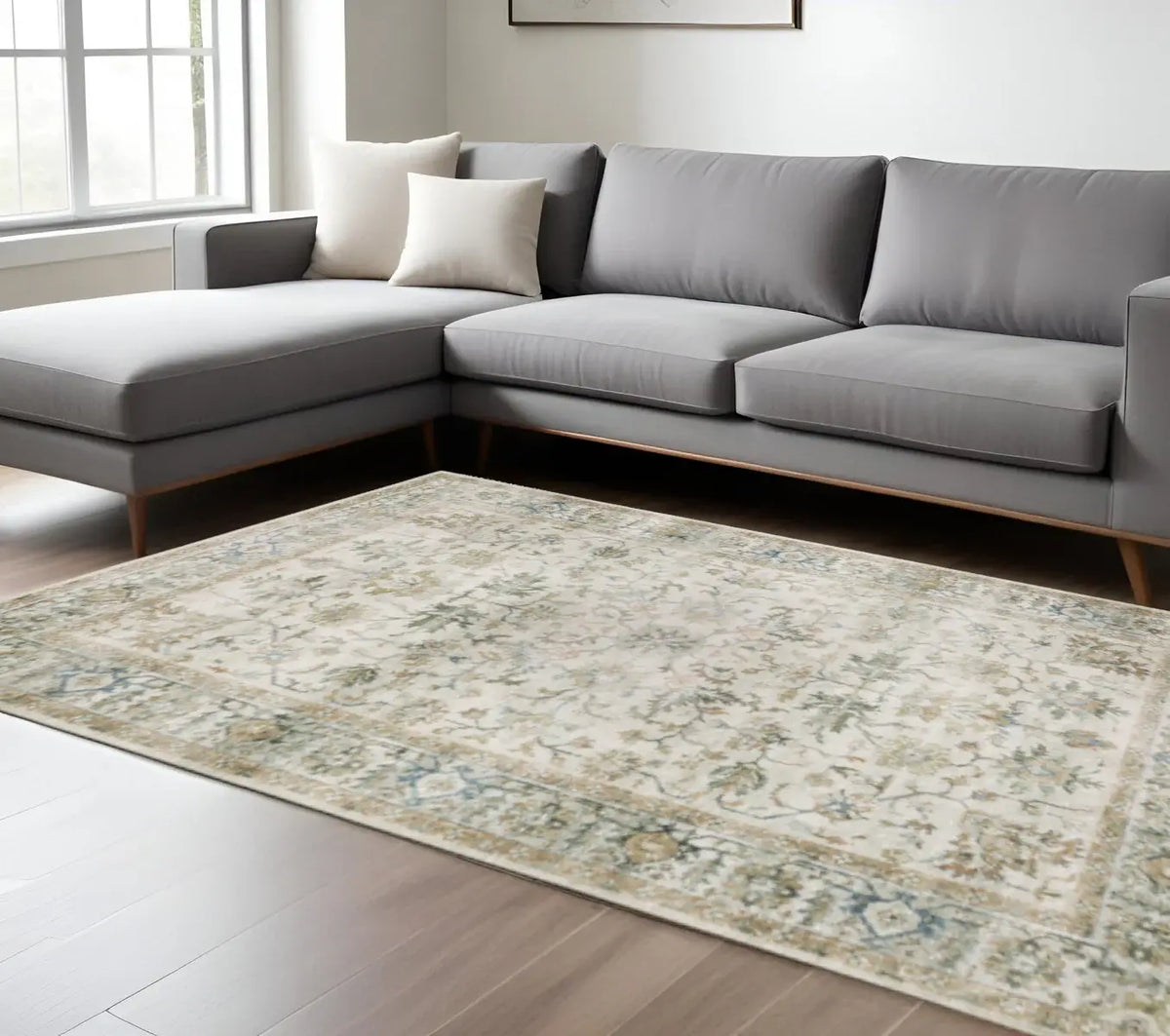 7' X 10' Ivory Oriental Printed Non Skid Area Rug - Homeroots - Flyclothing LLC