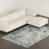 8' X 11' Blue Ivory Grey Brown Beige And Light Blue Abstract Power Loom Stain Resistant Area Rug - Homeroots - Flyclothing LLC