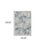 8' X 11' Grey Blue Ivory Navy Beige And Brown Abstract Power Loom Stain Resistant Area Rug - Homeroots - Flyclothing LLC