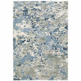8' X 11' Grey Blue Ivory Navy Beige And Brown Abstract Power Loom Stain Resistant Area Rug - Homeroots - Flyclothing LLC