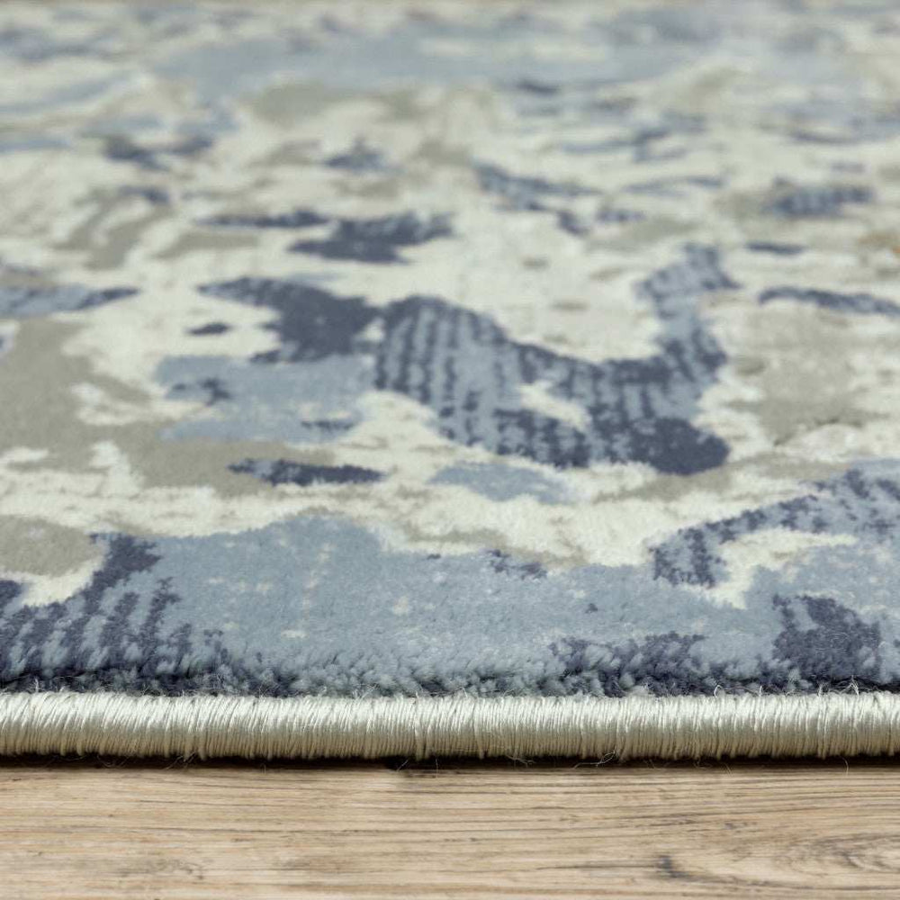 8' X 11' Grey Blue Ivory Navy Beige And Brown Abstract Power Loom Stain Resistant Area Rug - Homeroots - Flyclothing LLC