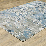 8' X 11' Grey Blue Ivory Navy Beige And Brown Abstract Power Loom Stain Resistant Area Rug - Homeroots - Flyclothing LLC