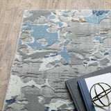 8' X 11' Grey Blue Ivory Navy Beige And Brown Abstract Power Loom Stain Resistant Area Rug - Homeroots - Flyclothing LLC