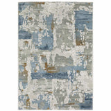 8' X 11' Grey Blue Navy Ivory And Brown Abstract Power Loom Stain Resistant Area Rug - Homeroots - Flyclothing LLC