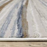 8' X 11' Grey Blue Ivory Brown Beige And Navy Abstract Power Loom Stain Resistant Area Rug - Homeroots - Flyclothing LLC
