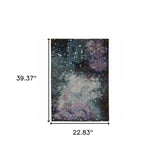 2' X 3' Purple and Ivory Abstract Power Loom Area Rug - Homeroots