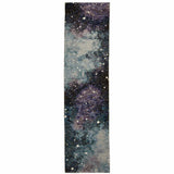 12' Runner Purple Teal and Brown Abstract Power Loom Runner Rug - Homeroots - Flyclothing LLC