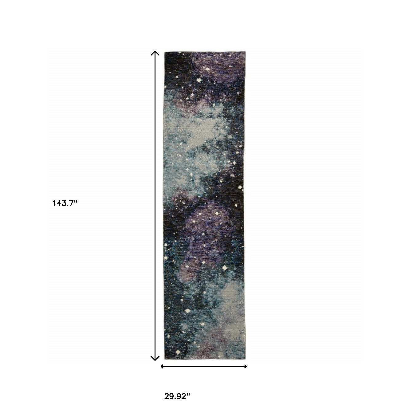 12' Runner Purple Teal and Brown Abstract Power Loom Runner Rug - Homeroots - Flyclothing LLC