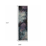 12' Runner Purple Teal and Brown Abstract Power Loom Runner Rug - Homeroots - Flyclothing LLC