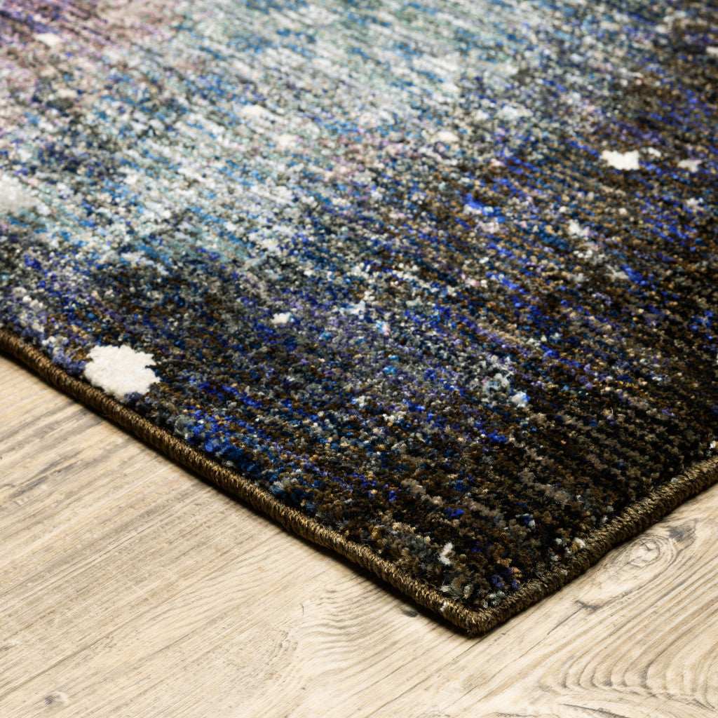 12' Runner Purple Teal and Brown Abstract Power Loom Runner Rug - Homeroots - Flyclothing LLC