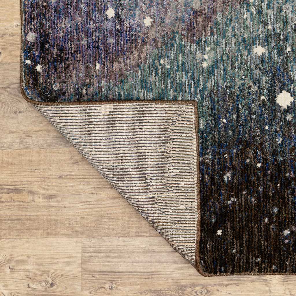12' Runner Purple Teal and Brown Abstract Power Loom Runner Rug - Homeroots - Flyclothing LLC