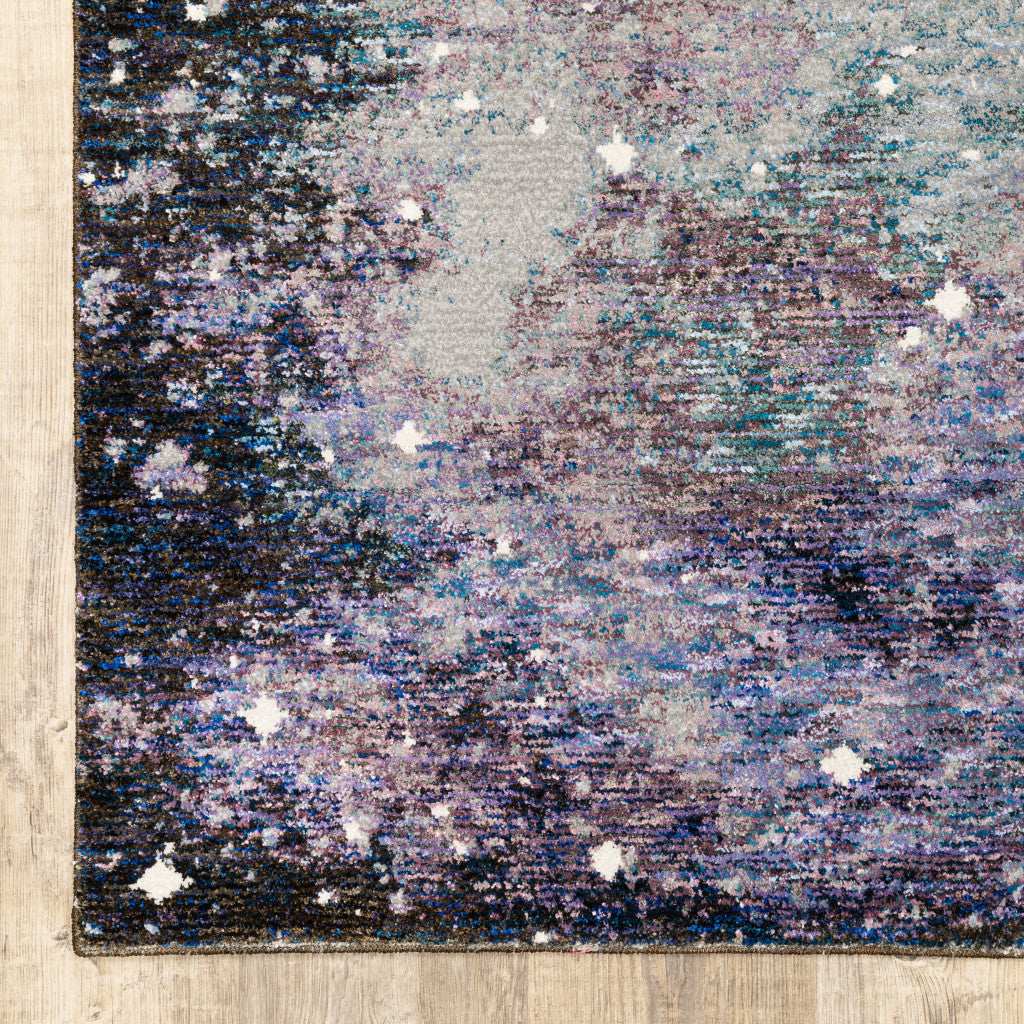 12' Runner Purple Teal and Brown Abstract Power Loom Runner Rug - Homeroots - Flyclothing LLC