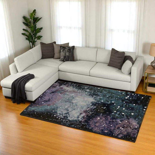 7' X 10' Purple and Ivory Abstract Power Loom Area Rug - Homeroots - Flyclothing LLC