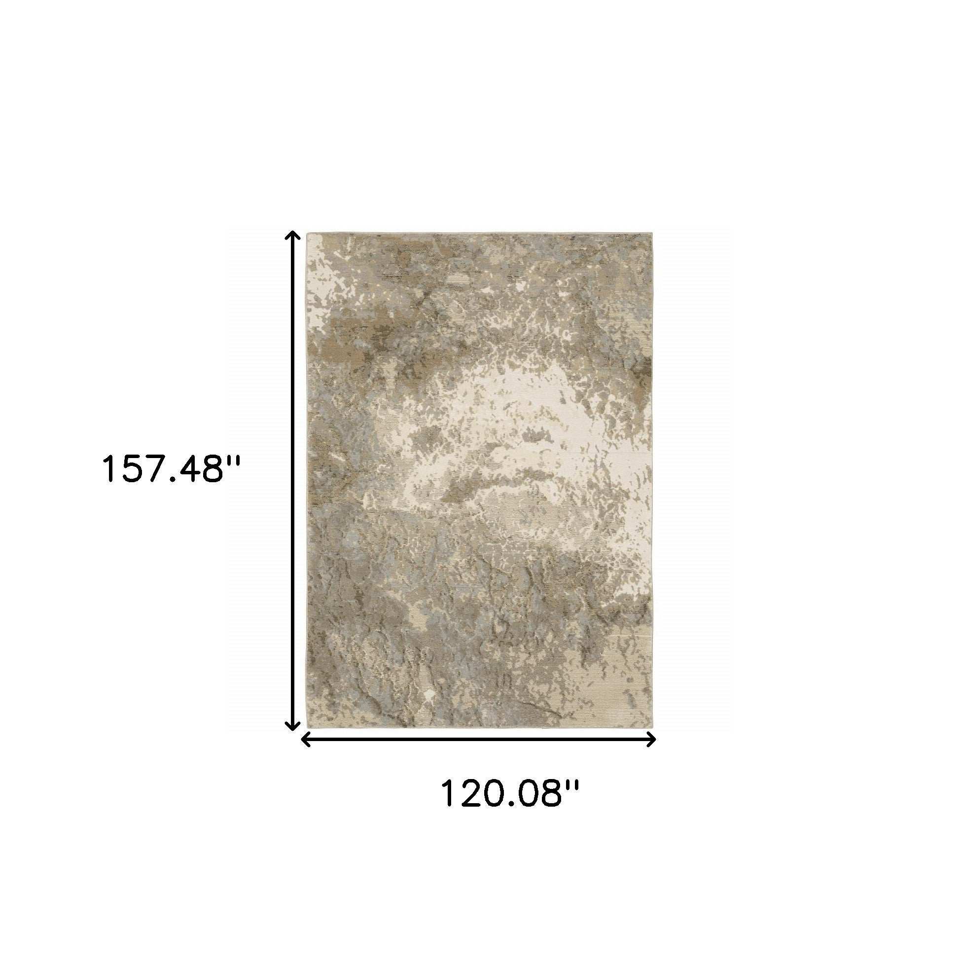 10' X 13' Gray and Ivory Abstract Power Loom Area Rug - Homeroots - Flyclothing LLC