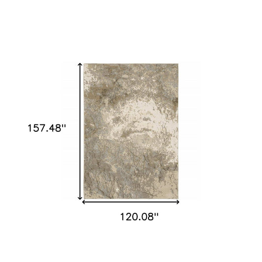 10' X 13' Gray and Ivory Abstract Power Loom Area Rug - Homeroots - Flyclothing LLC