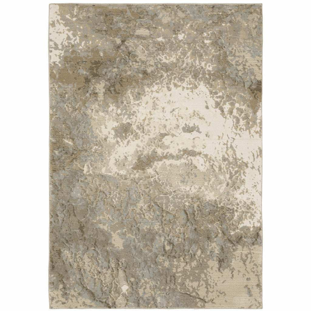 10' X 13' Gray and Ivory Abstract Power Loom Area Rug - Homeroots - Flyclothing LLC