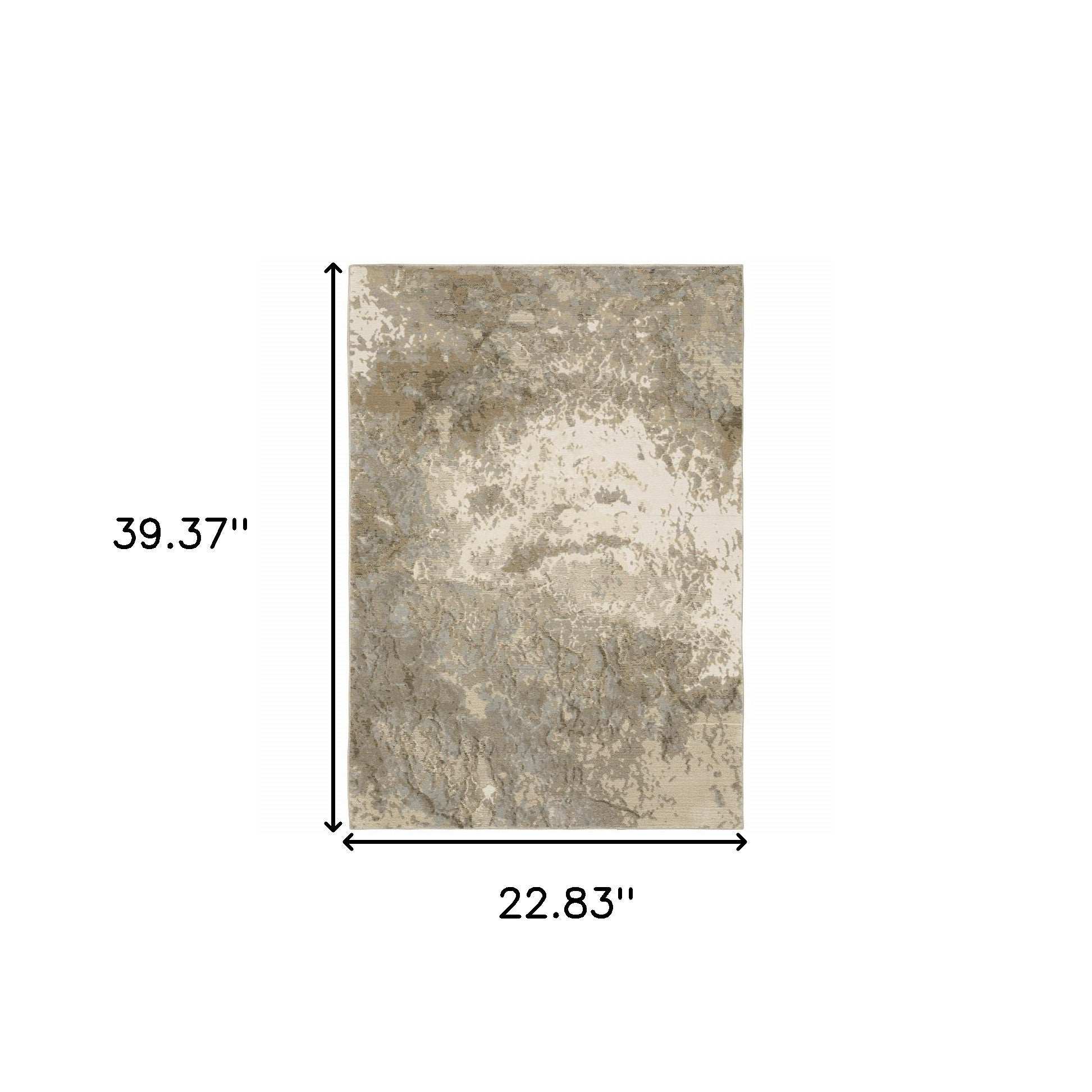 2' X 3' Gray and Ivory Abstract Power Loom Area Rug - Homeroots - Flyclothing LLC