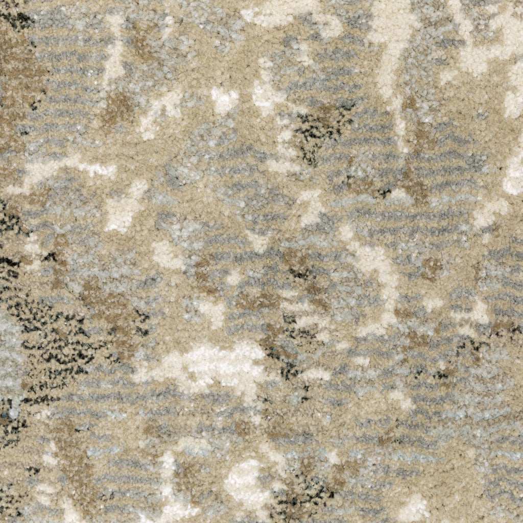 8' Runner Gray and Ivory Abstract Power Loom Runner Rug - Homeroots - Flyclothing LLC