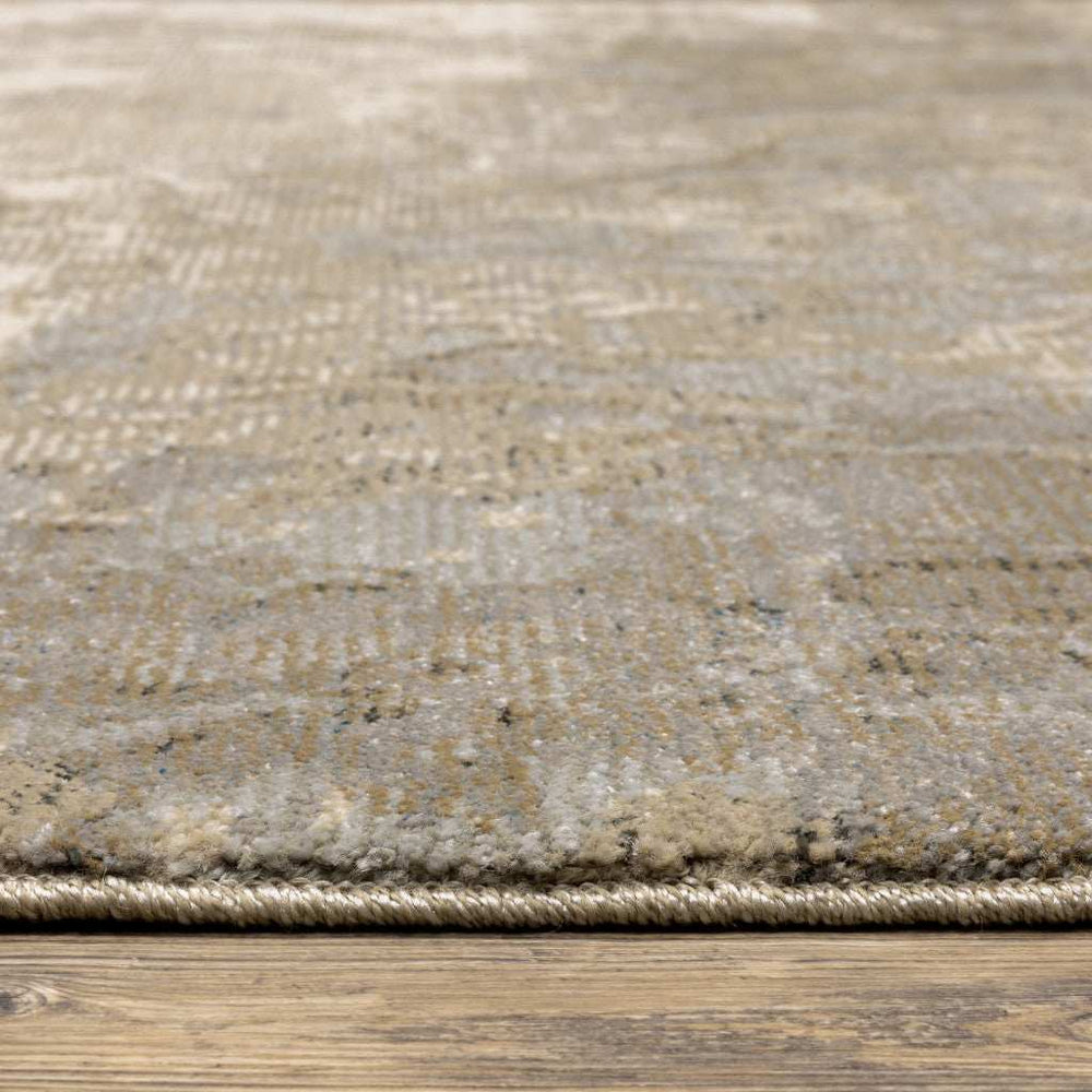 12' Runner Grey Beige and Ivory Abstract Power Loom Runner Rug - Homeroots - Flyclothing LLC