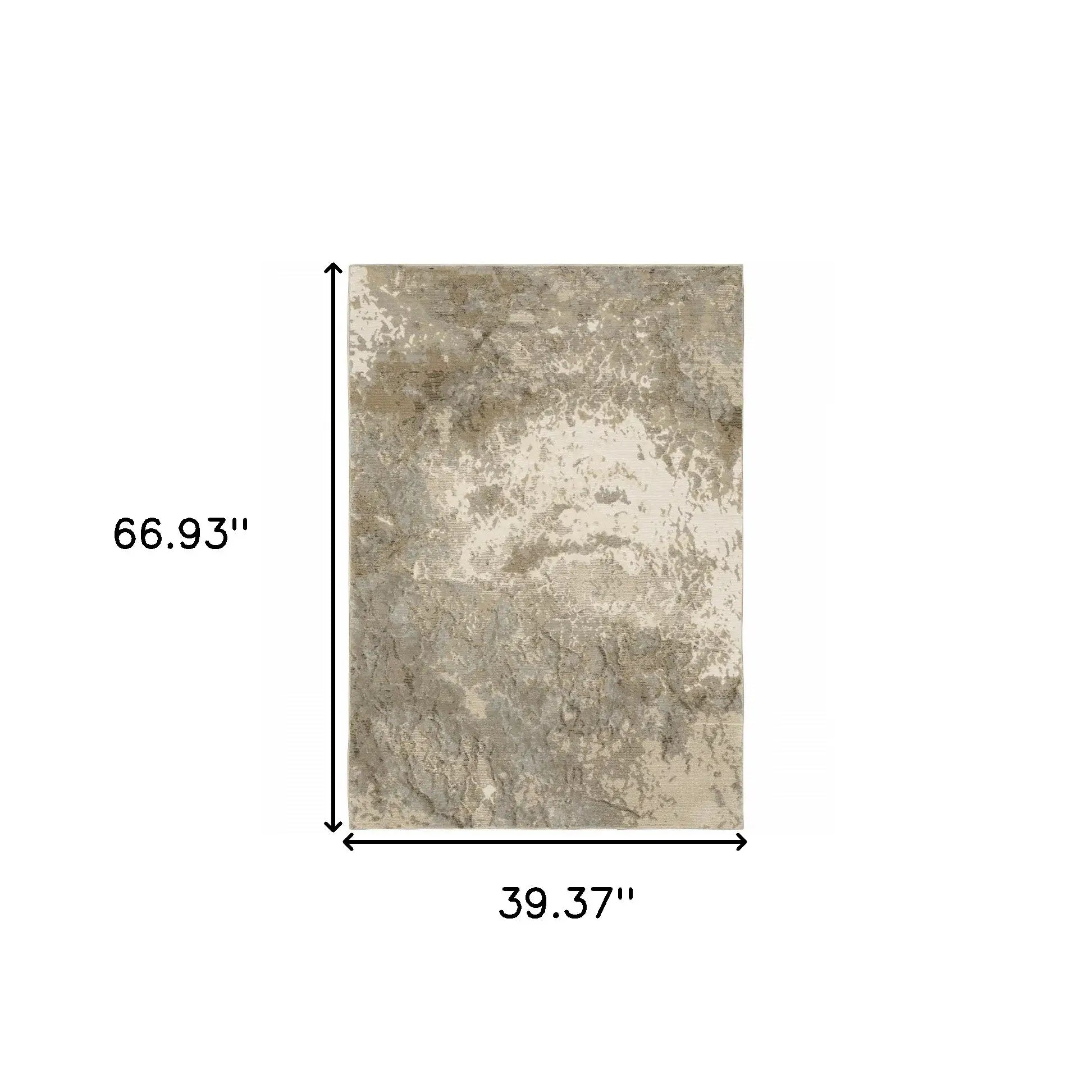3' X 5' Gray and Ivory Abstract Power Loom Area Rug - Homeroots - Flyclothing LLC