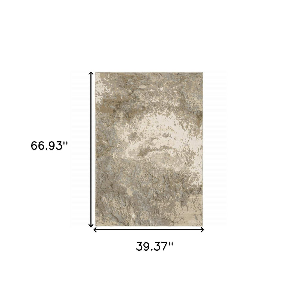 3' X 5' Gray and Ivory Abstract Power Loom Area Rug - Homeroots - Flyclothing LLC