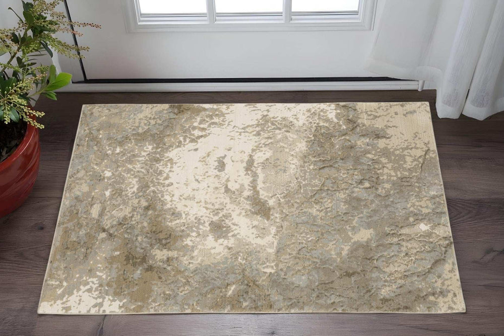 3' X 5' Gray and Ivory Abstract Power Loom Area Rug - Homeroots - Flyclothing LLC